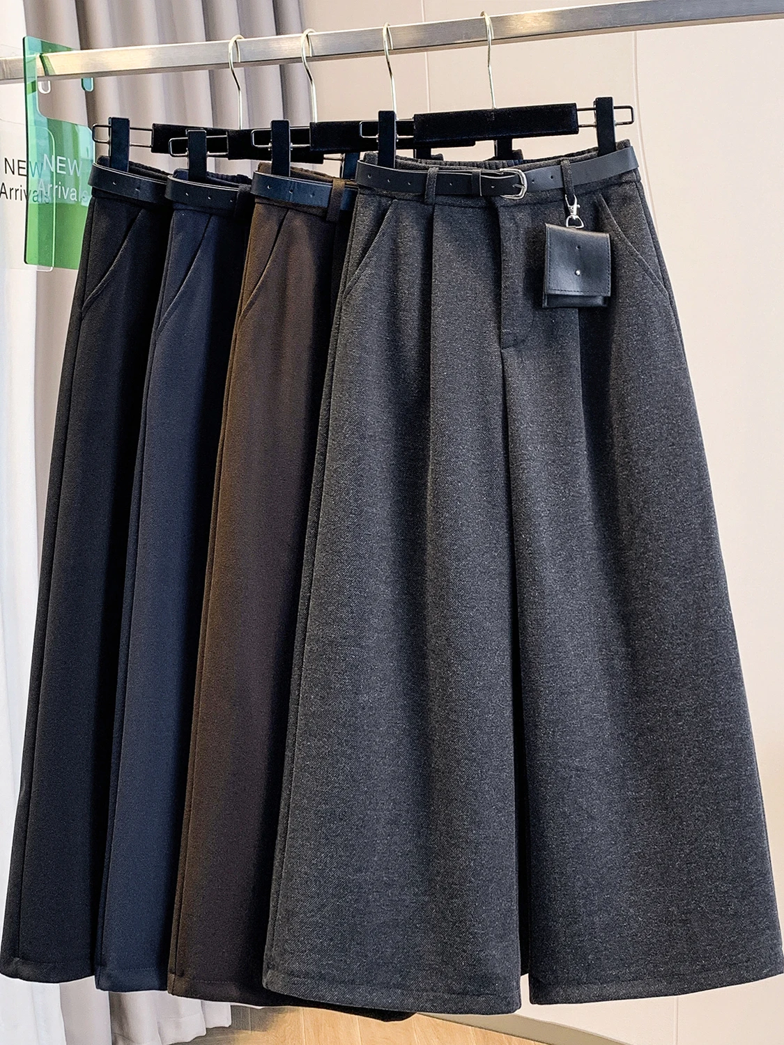 

Широкие брюки с высокой талией, женские осенне-зимние новые шерстяные брюки, утягивающие драпированные повседневные плиссированные брюки с высокой талией