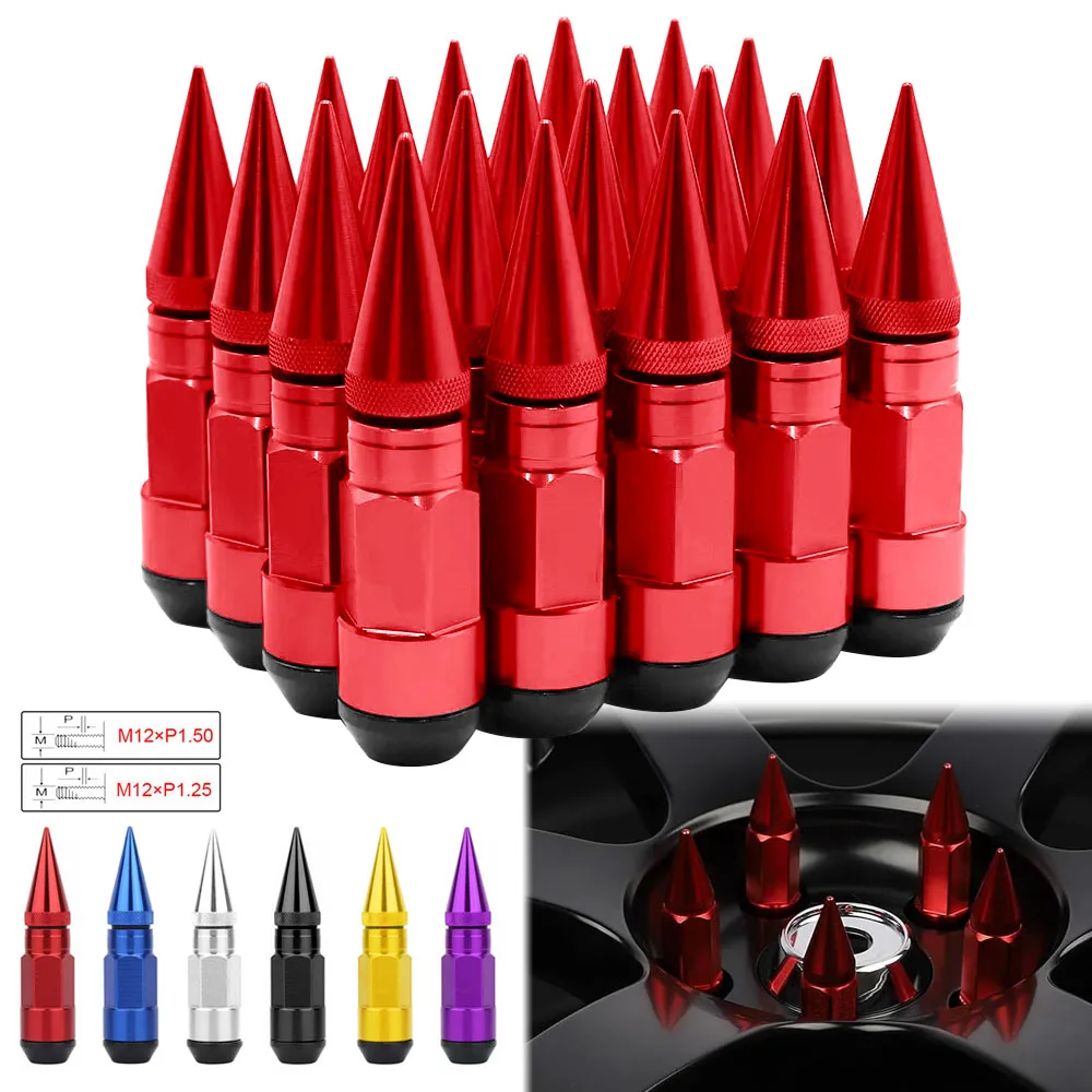 

20PCS Aluminum Racing Lug Nuts - M12x1.25/M12x1.5 (83mm Length) for Honda/Subaru (Anti-Theft Design)