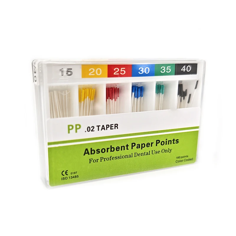 160PCS Dentistry Absorbent Paper Points Mixed Sizes#15-40 Paper Tips Root Cancel Endodontics Cotton Fiber Tips Dental Materials