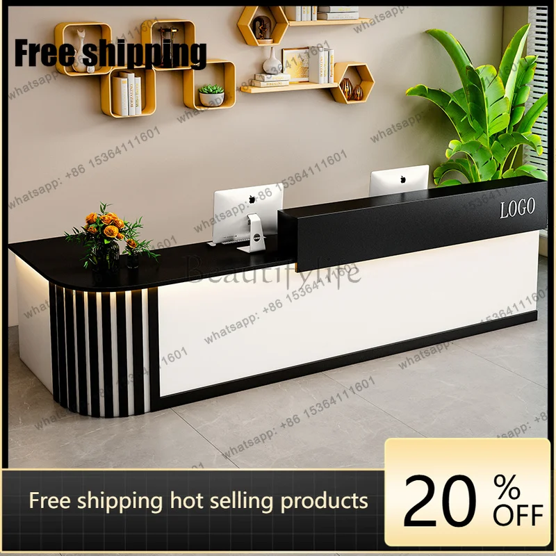 LJY Design Storage Reception Desks Black Cheap Mini Modern Luxury Reception Desks White Corner Wood Mostrador Recepcion Furnitur