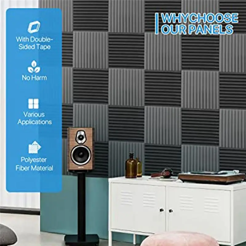 AEE3-24PCS Aislamiento acústico de espuma acústica Aislamiento acústico de pared para podcasts Reduce el ruido (30 x 30 x 2,5 cm)