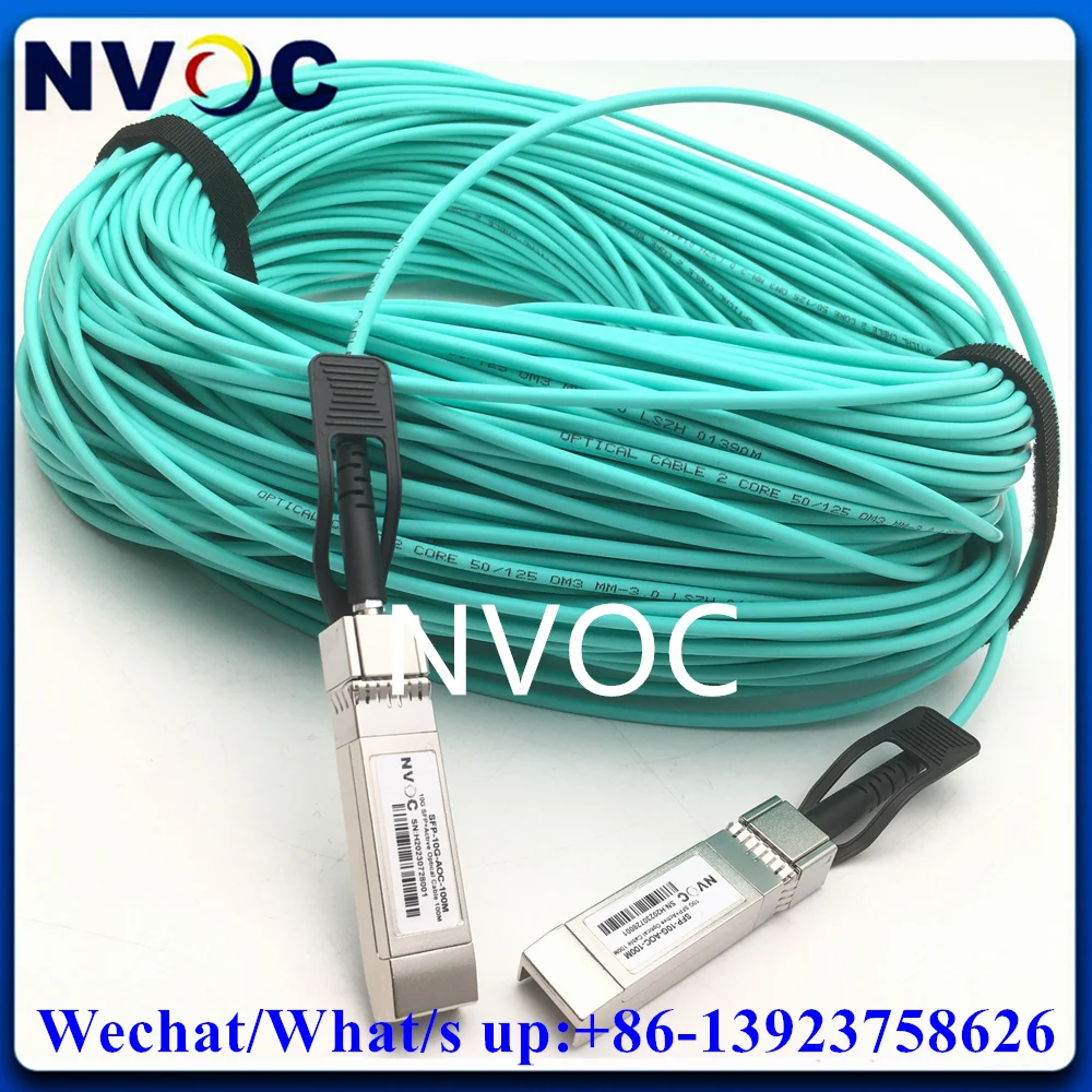 2Pcs 10G SFP+ AOC Cable-10GBASE Active Optical Fiber Cables 100M for Cisco,Huawei,MikroTik,HP,Intel,Dell...Etc Switch OM3 Indoor