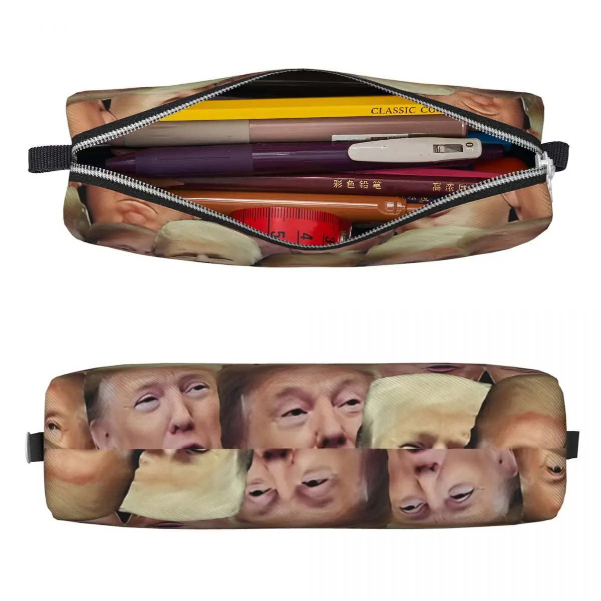 Donald Trump Funny Memes Pencil Case School Pencil Cases Zipper Boy Girl Retro Portable Pencil Pouch Stationery Organizer