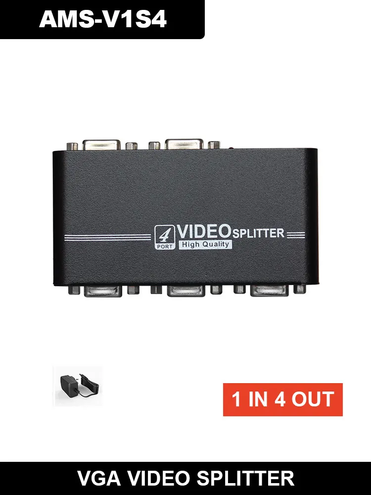 Разветвитель VGA, 1 дюйм, 4 выхода, 1920x1440, HD разрешение, расстояние 65 м, для ценных бумаг, компьютерных шоу, обучающая модель