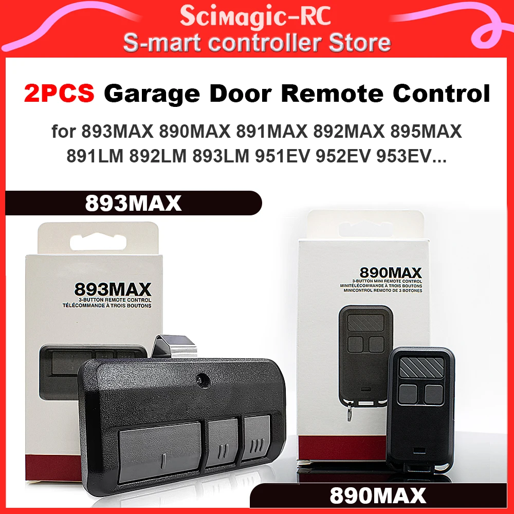 

2PCS 890MAX 893MAX 3Buttons Garage Remote Control for 891MAX 892MAX 895MAX 891LM 892LM 893LM 951EV 952EV 953EV Gate Door Opener
