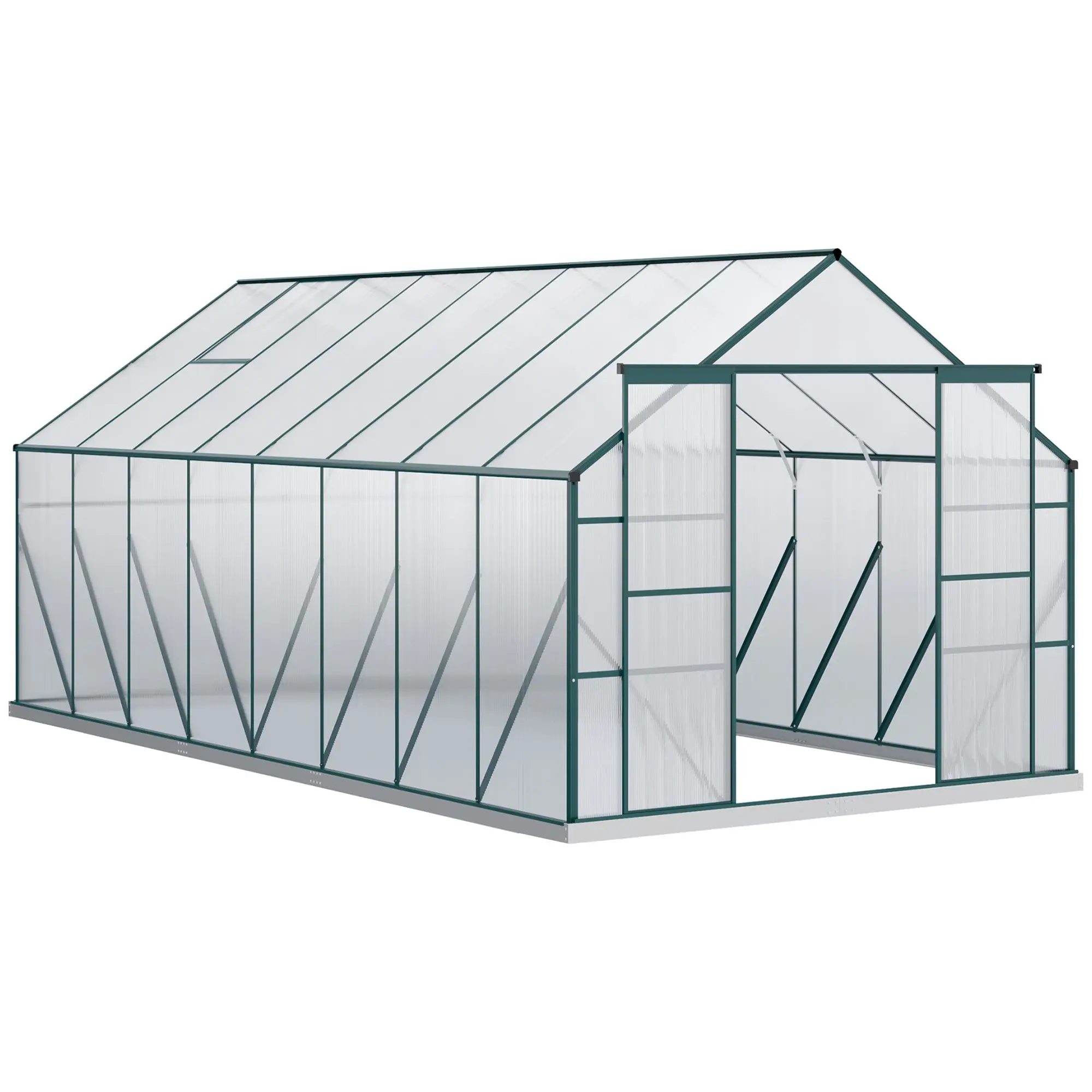 

For Outsunny 16' x 8' Aluminum Greenhouse, Walk-in Garden Greenhouse Kit with Adjustable Roof Vent, Rain Gutter and Sliding Door