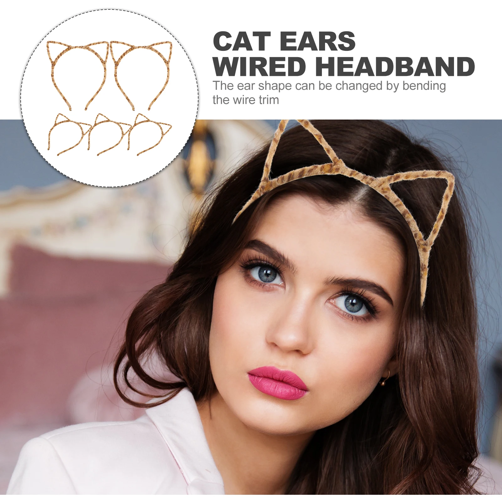 

Cat Ear Headband Leopard Print Wired Hairband 5cm Ears 125cm Width Kids Women Party Costume Prom Accessories