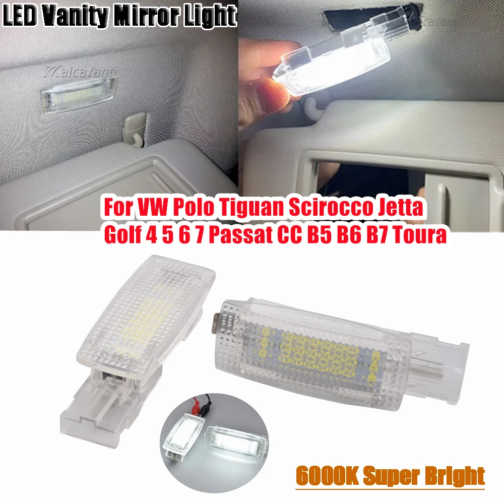 2PCS For VW Golf Jetta Passat Sharan Tiguan Skoda Fabia Superb Seat Canbus LED Vanity Mirror Lights Reading Lamps 1K0947109