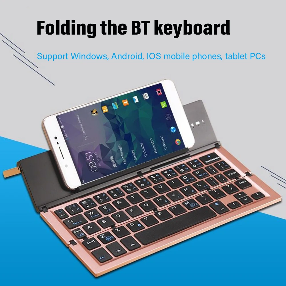 Foldable Portable Keyboard Aluminium Alloy Small Keyboard Lightweight Dustproof Bluetooth-compatible for Universal Tablet Phone