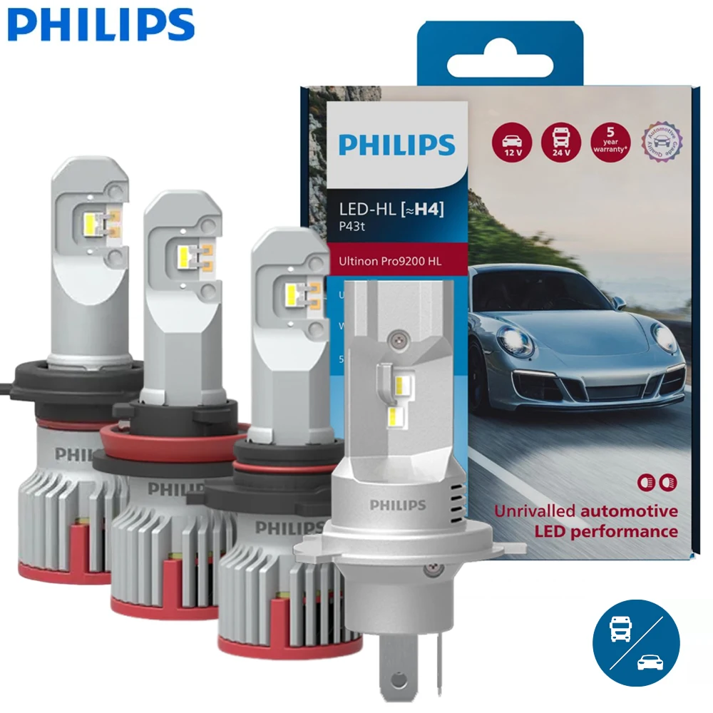 Philips Ultinon Pro9200 HL H11 H9 H7 H4 Car LED Headlight New Version HB3 HB4 9005 9006 12V +400% Cool White 5800K High Low Beam