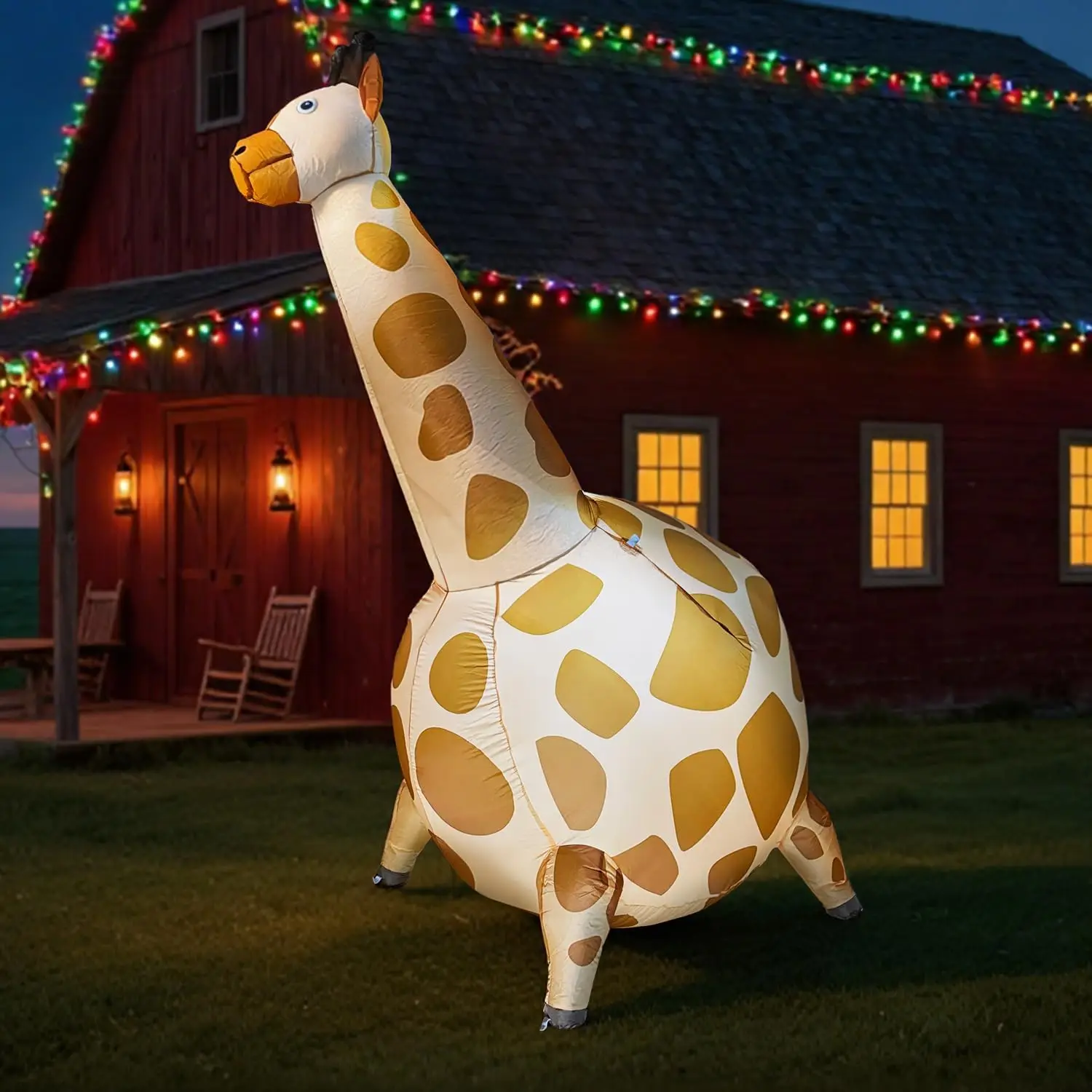 8FT Chibi Style Chubby Giraffe Inflatables Christmas Decorations for Outdoor Zoo Amusement Park Blow up Animal Ornament