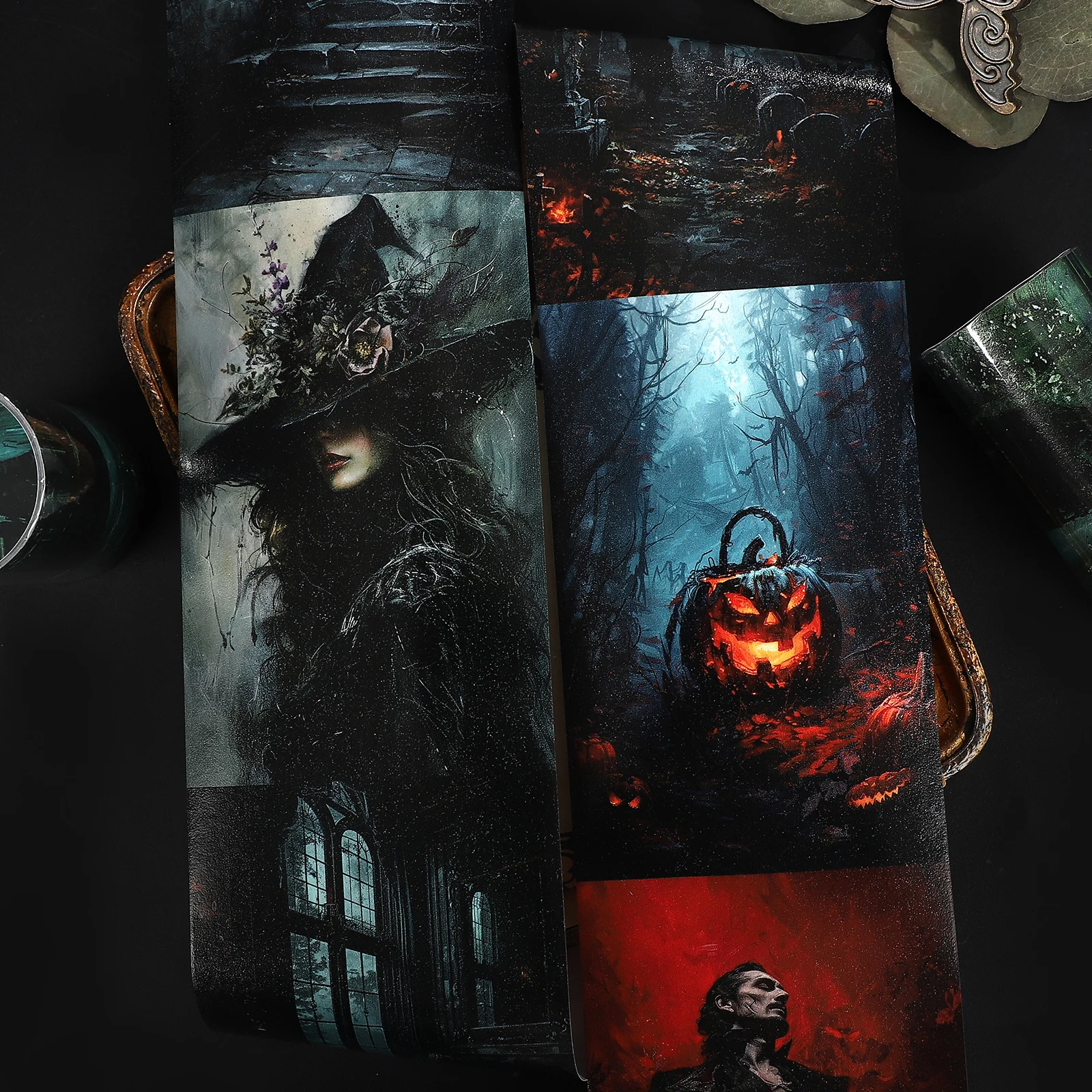 

80mm*200cm Vintage Haunted Mansion Dark Character Landscape Washi Tape Creative DIY Journal Material Collage Stationery