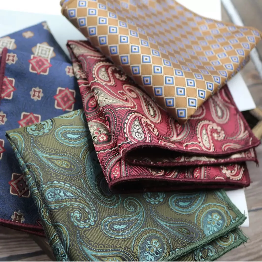 2026 New Paisley Floral Pocket Square Mens Polyester Jacquard Handkercheif Casual Fashion Wedding Shirt Suit Accessories Hanky