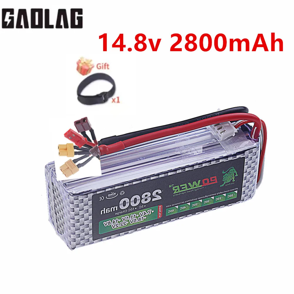 1/2 Stück 4S 2800 mAh 14,8 V 60C Lipo-Akku mit hoher Kapazität für RC-Quadcopter, Geländewagen, Flugzeuge