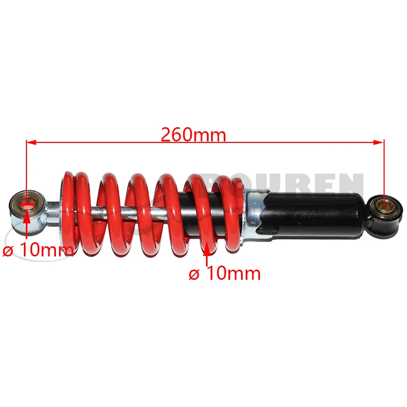 

260mm Rear Shock Absorber Suspension 10mm/8mm Spring 1200LBS Damper For 50-150cc Scooter ATV Go Kart Buggy Pit Dirt Bike