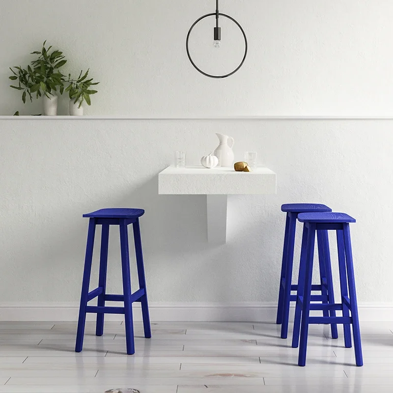 

Stool Solid wood table and chair Commercial bar Front desk high stool Household simple ash wood island table chair