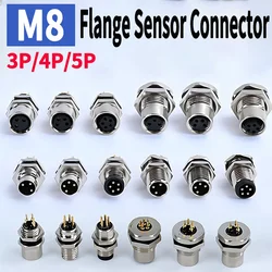 M8 Sensor Connector Panel Back Mount Waterproof Flange Socket Threaded Coupling Male&Female 3Pin 4Pin 5Pin A Type