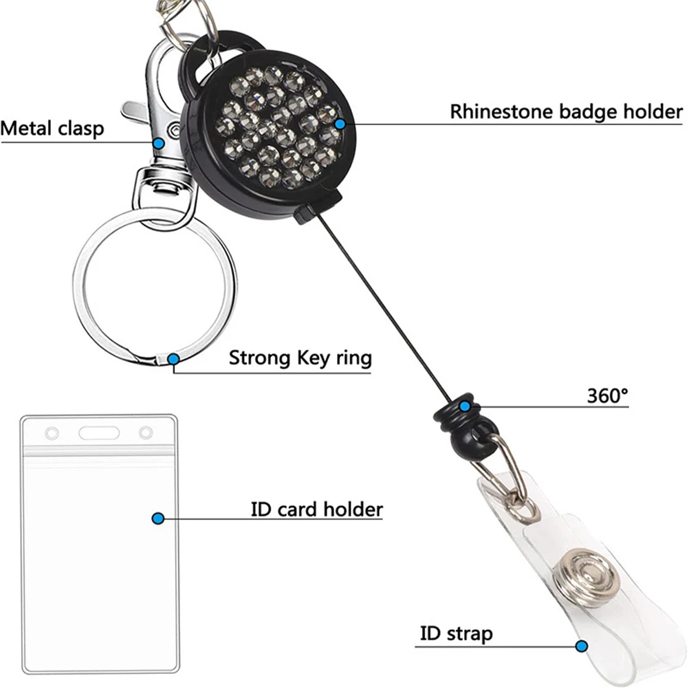 

1 Set Id Badge Holder Retractable Lanyard Water Resistant Card Cover Protective Sleeve For Work School Nurse Office Anti