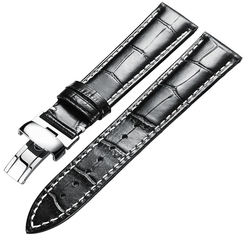 

FUYIJIA Cowhide Watchband T-issot T-CLASSIC Substitute Strap 19MM~23MM 316 Stainless Steel Butterfly Buckle Genuine Leather Belt