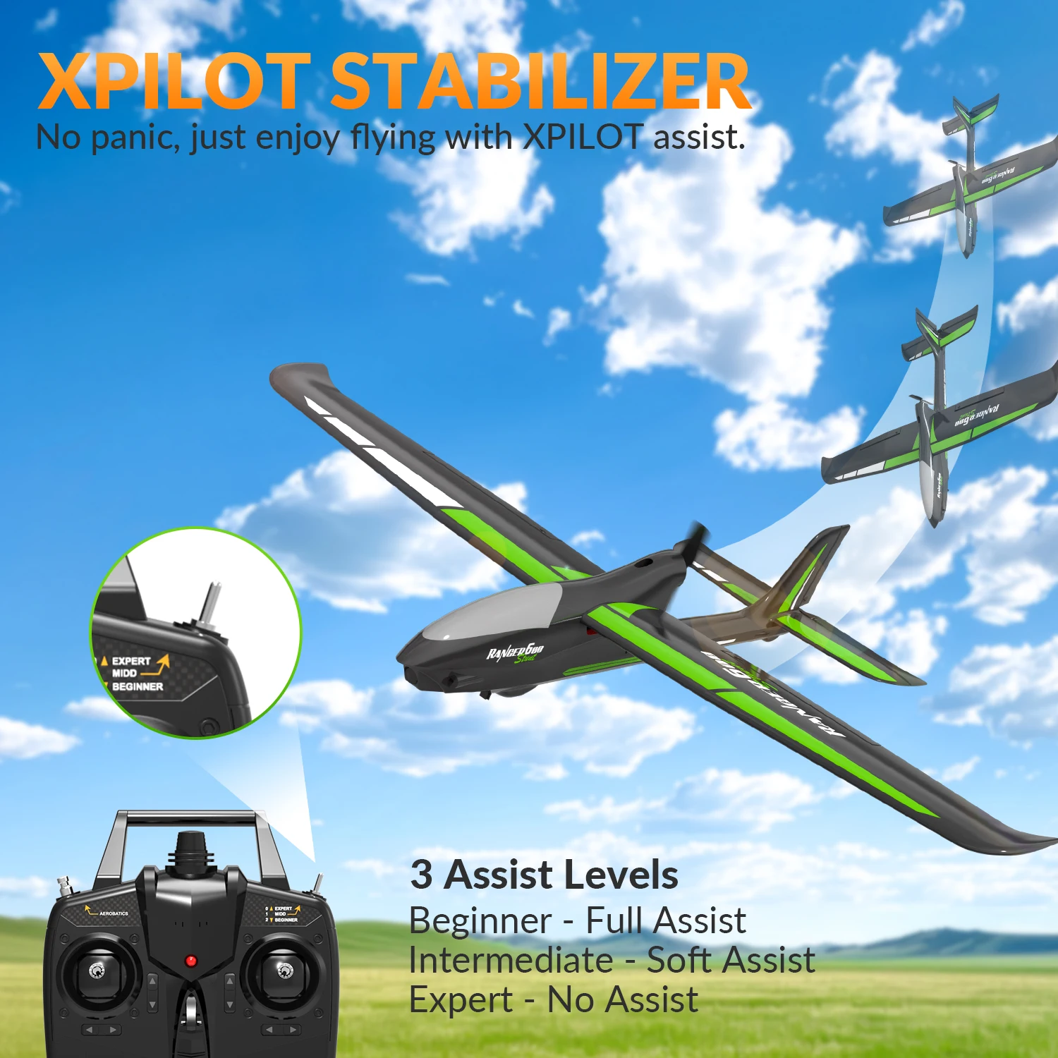 Volantex Ranger600 RC Plane EPP Foam 600MM Fixed Wing 2.4G 4CH RC Aircraft With 6-Axis Gyro Stabilizer One Key Aerobatic Fighter