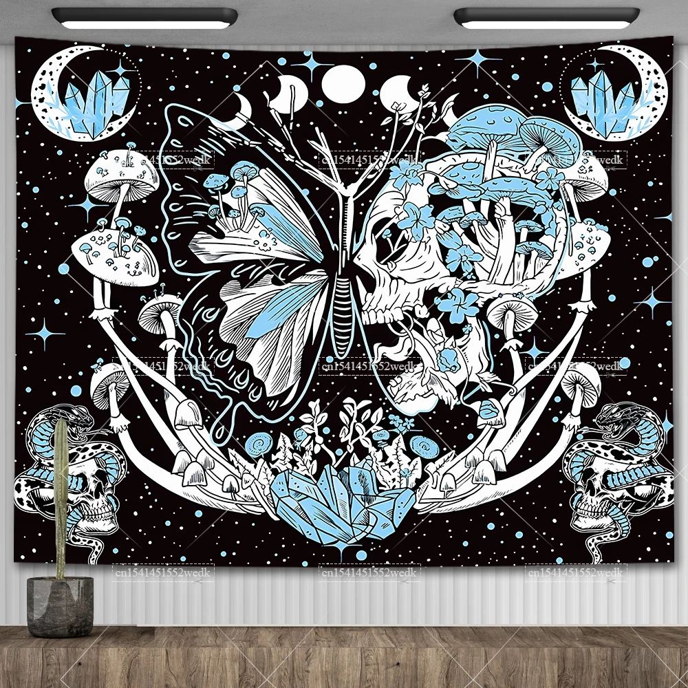 Butterfly Tapestry Aesthetic Skull Mushroom Wall Hanging Moth Tapestrys Room Decorative Painting Bedroom Decoration Posters Gift