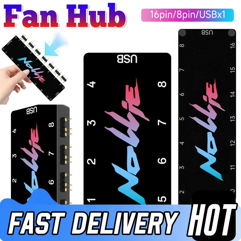 

8/16 Way 5V 3PIN ARGB Fan HUB Controller Support SignalRGB OpenRGB ARGB Fan Hub SATA Power for Extended Motherboard Interface