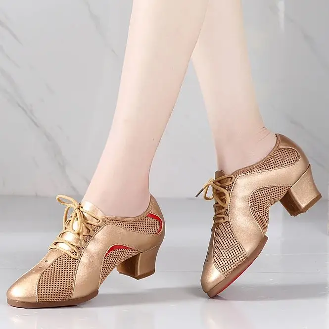 Zapatos de baile modernos para mujer, calzado de ejercicio para profesores de fondo suave, Jazz para interiores, animadoras, práctica latina de