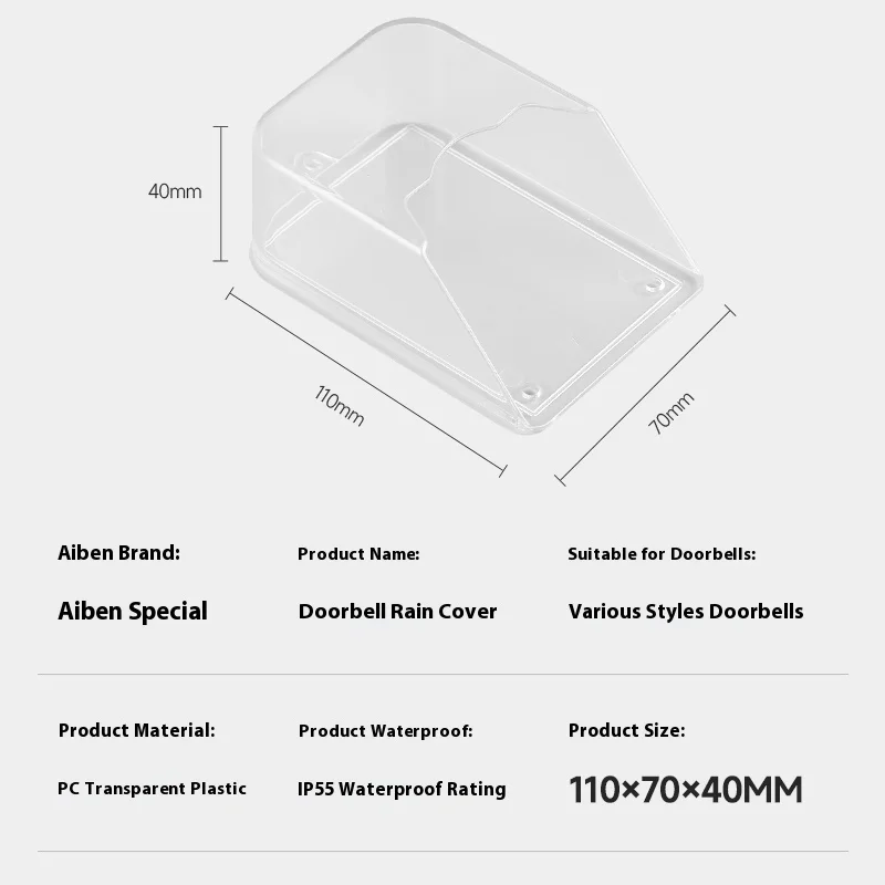 Waterproof Cover For Wireless Doorbell Door Bell Ring Chime Button Transparent Door Bell Protective Cover For Home Doorbell