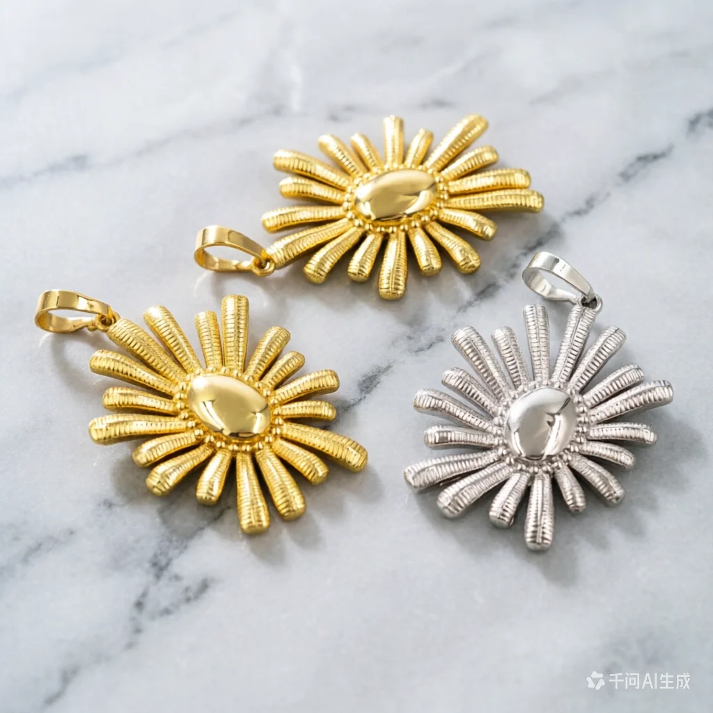 WT-P1995 Amazing Lovely Gold/Silver Plated Resist Tarnishable Sunflowers Brass Pendant For Fashion Necklace Jewelry Making