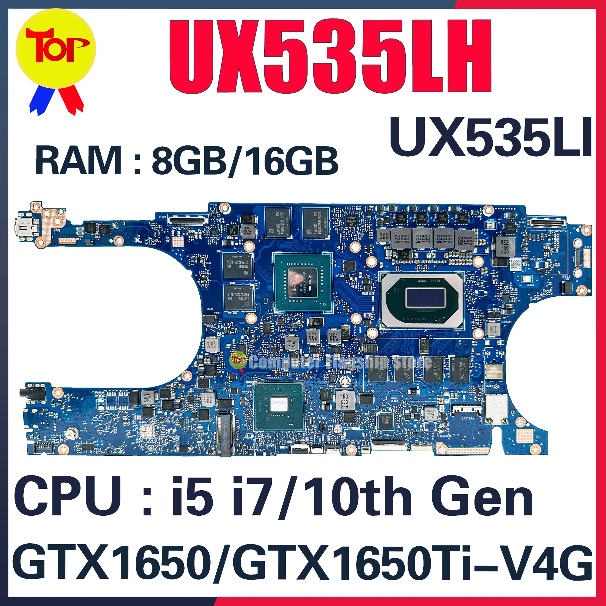 KEFU UX535LH اللوحة الرئيسية ل ASUS UX535LI BX535L BX535LH BX535LI اللوحة الأم للكمبيوتر المحمول i5 i7 10th GTX1650/GTX1650Ti-V4G 16GB/RAM