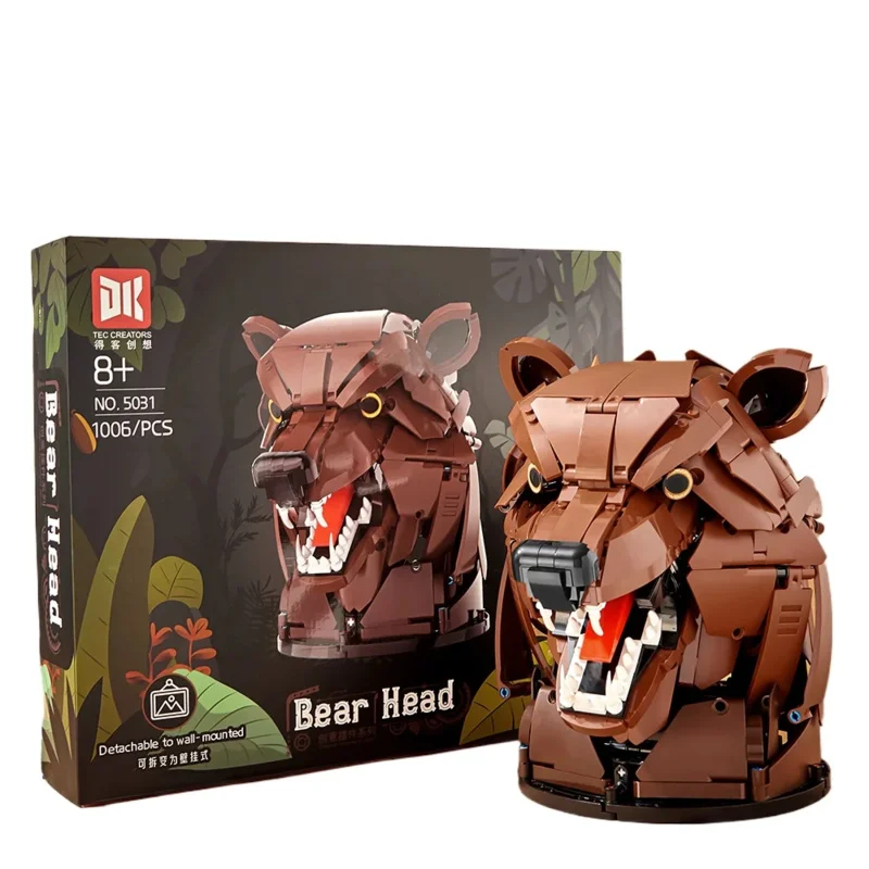 

Creative Animal Building Blocks: Wolf, Cow, Bear Head Designs. Perfect for wall decorations or figurines. A top choice for both