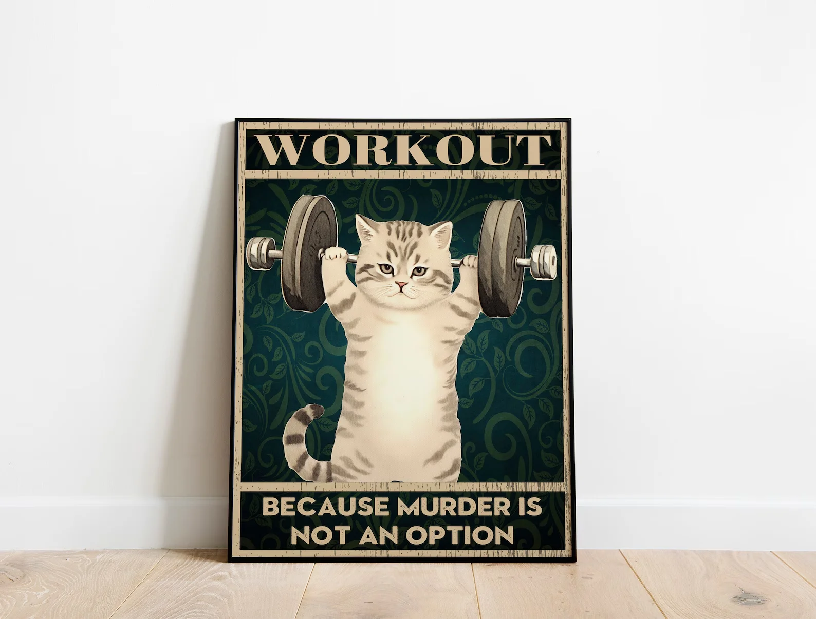 Lustiger Workout-Katzen-Druck, lustige Wandkunst, Dekor, Wandkunst, lustige Katze, Katzenliebhaber, Fitnessstudio, Fitnessstudio, Wanddekoration, trendige Wandkunst