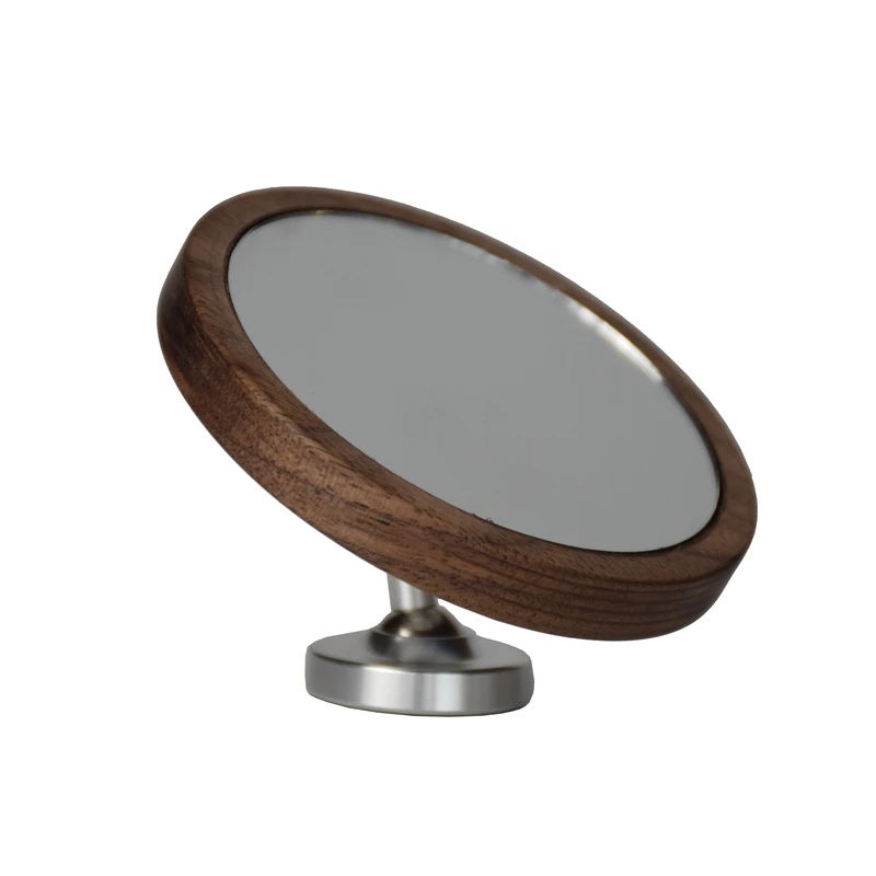 Rotation Adjustable Wooden Magnetic Reflective Observation Multi-Angle Swivel Base Round Mirror Espresso Shot Mirror image 6