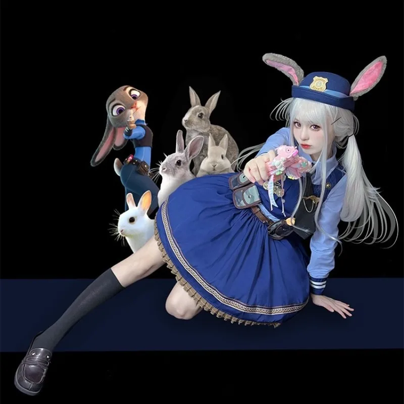 Disney Zootopia Judy Rabbit poliziotto adulto Lolita Cos Dress Halloween Party Suit ragazze genitore-figlio Holiday Cos Costume