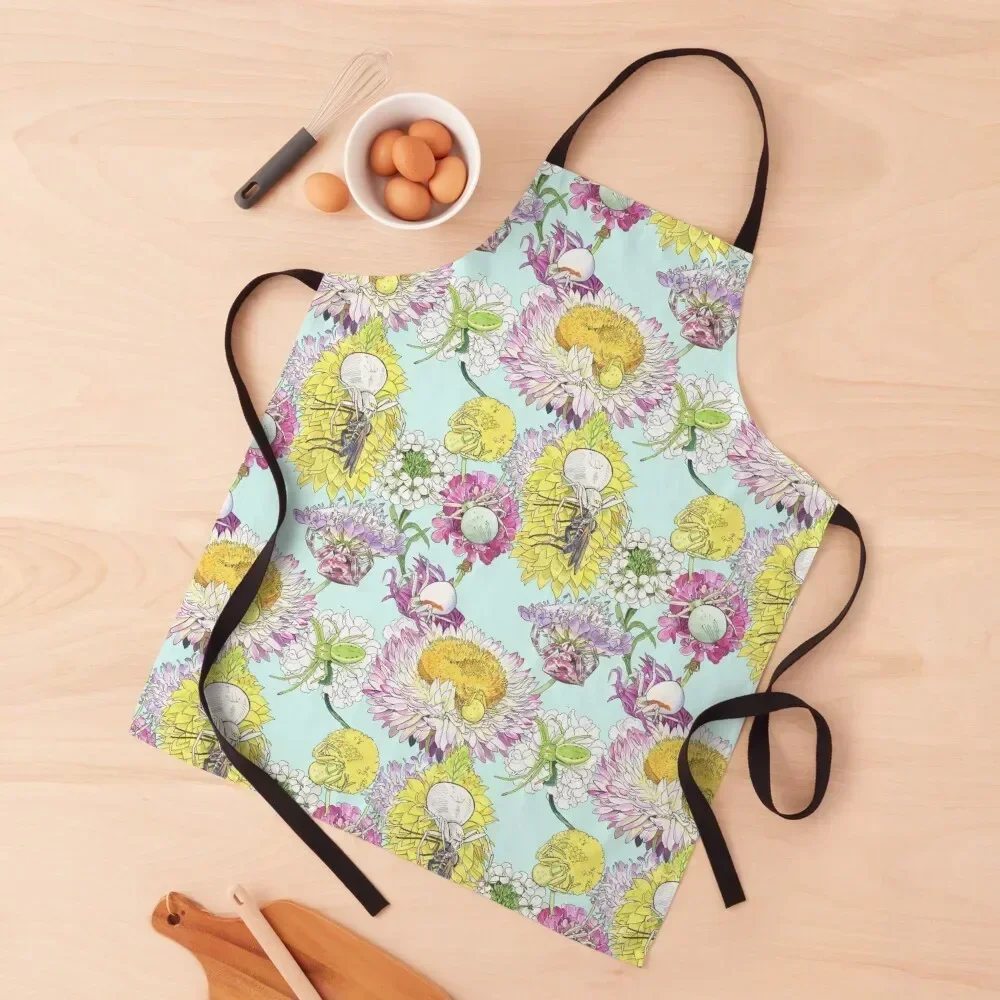 

Crab spiders! [mint] Apron Cooking Kitchen Tools Beauty for women with pocket Apron