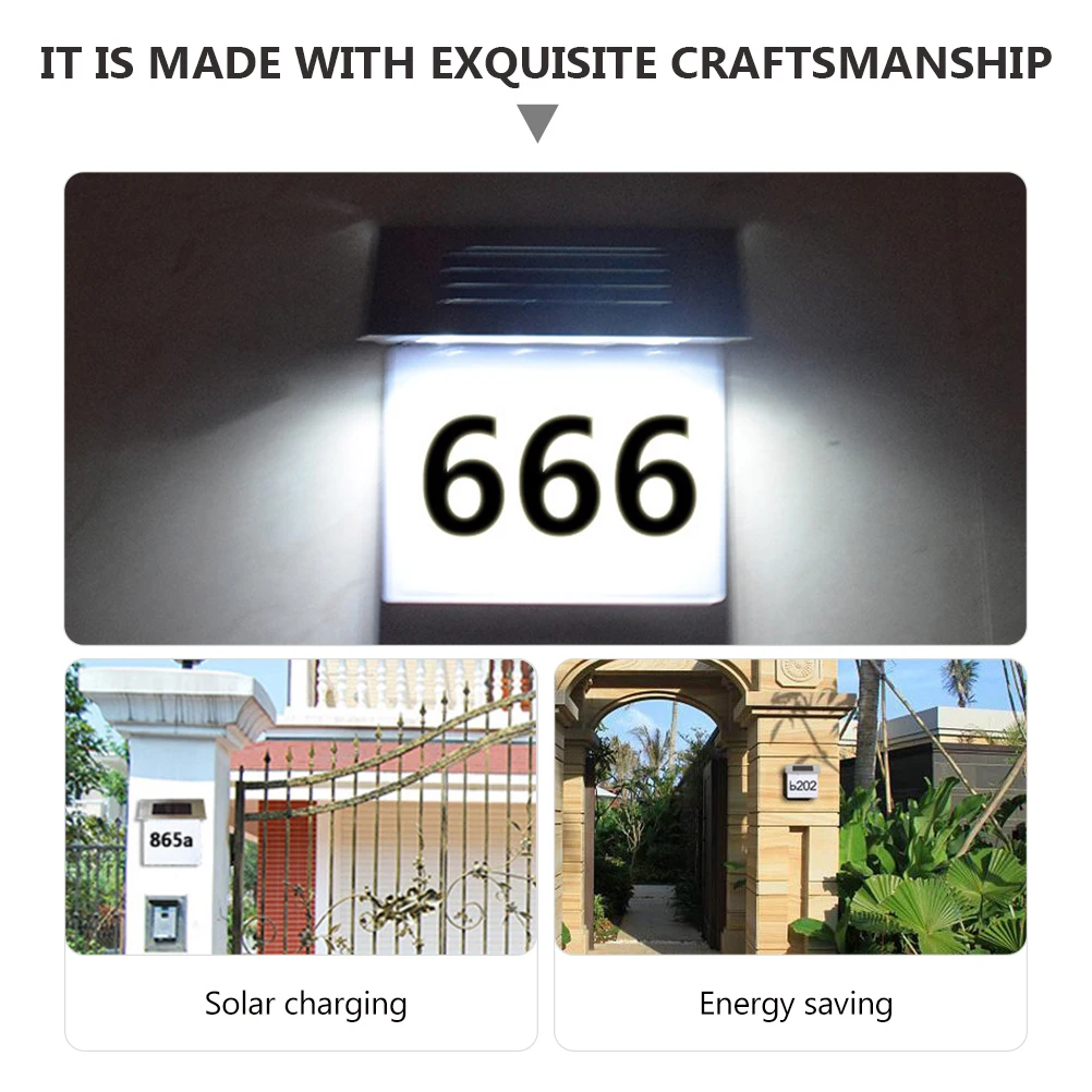 

2pcs Solar House Number Light Stainless Steel Abs Waterproof Wall Mounted Energy Saving Outdoor Light-Controlled Induction Body