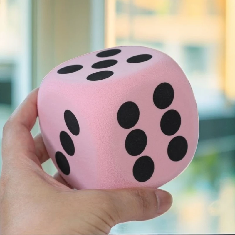 Grands dés en mousse avec points noirs, dés colorés à six faces, aides à l\'apprentissage, dés de jeu pour compter les maths fuchsia, 80mm