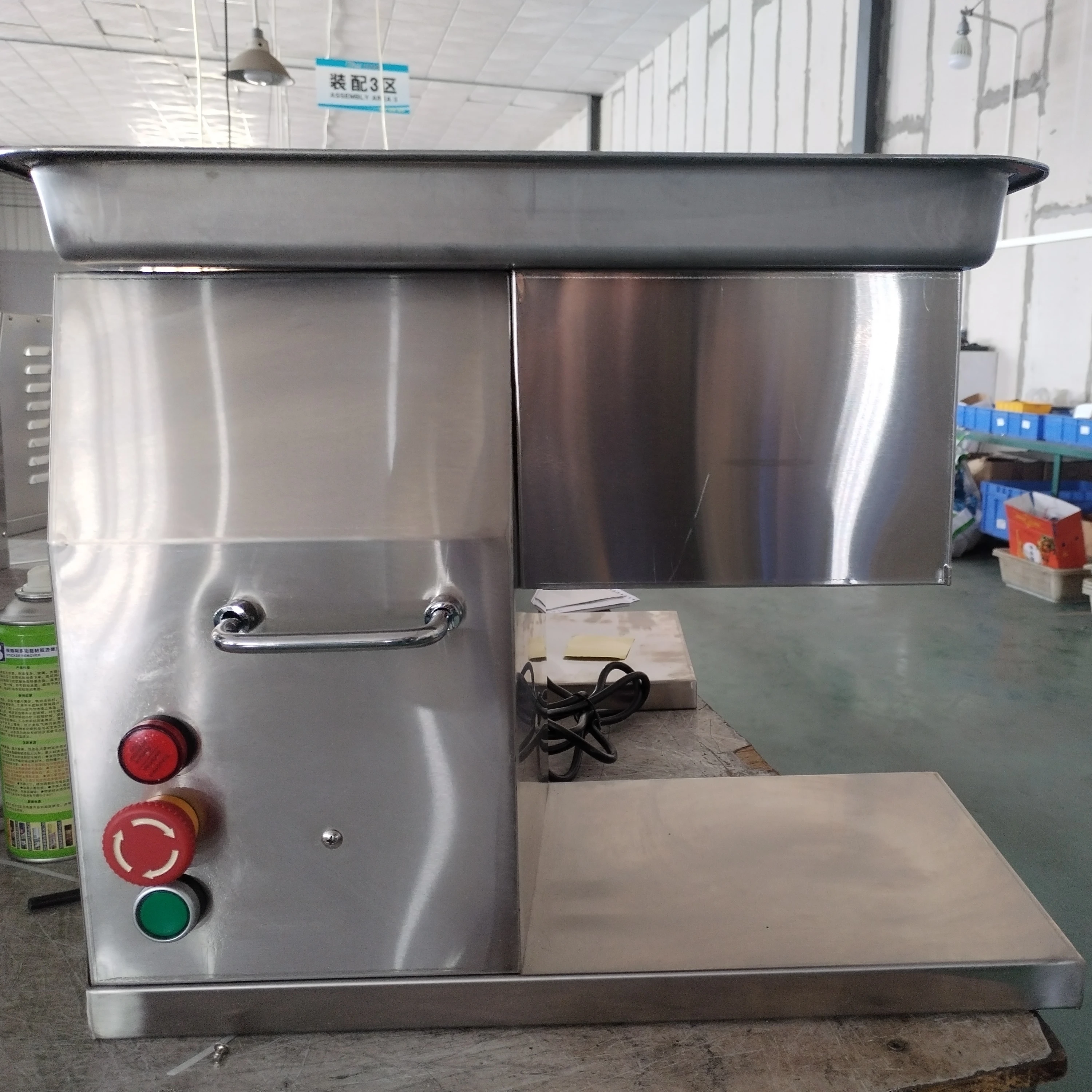 

Commercial Kitchen Table Stop Stainless Steel Fresh Meat Slicer For Fresh Raw Meat