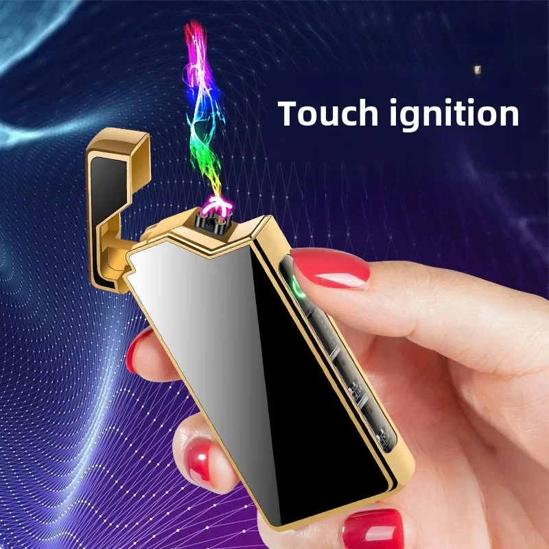 

New high-end rechargeable double-arc pulse lighter, personalized and creative touch-sensitive electronic cigarette lighter