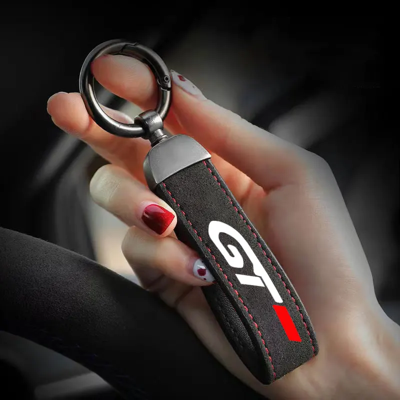 Car Suede Leather Keychains Gifts Women Men For Peugeot GT GTline 3008 308 T9 208 508 2008 Rifter 5008 207 206 408 Accessories