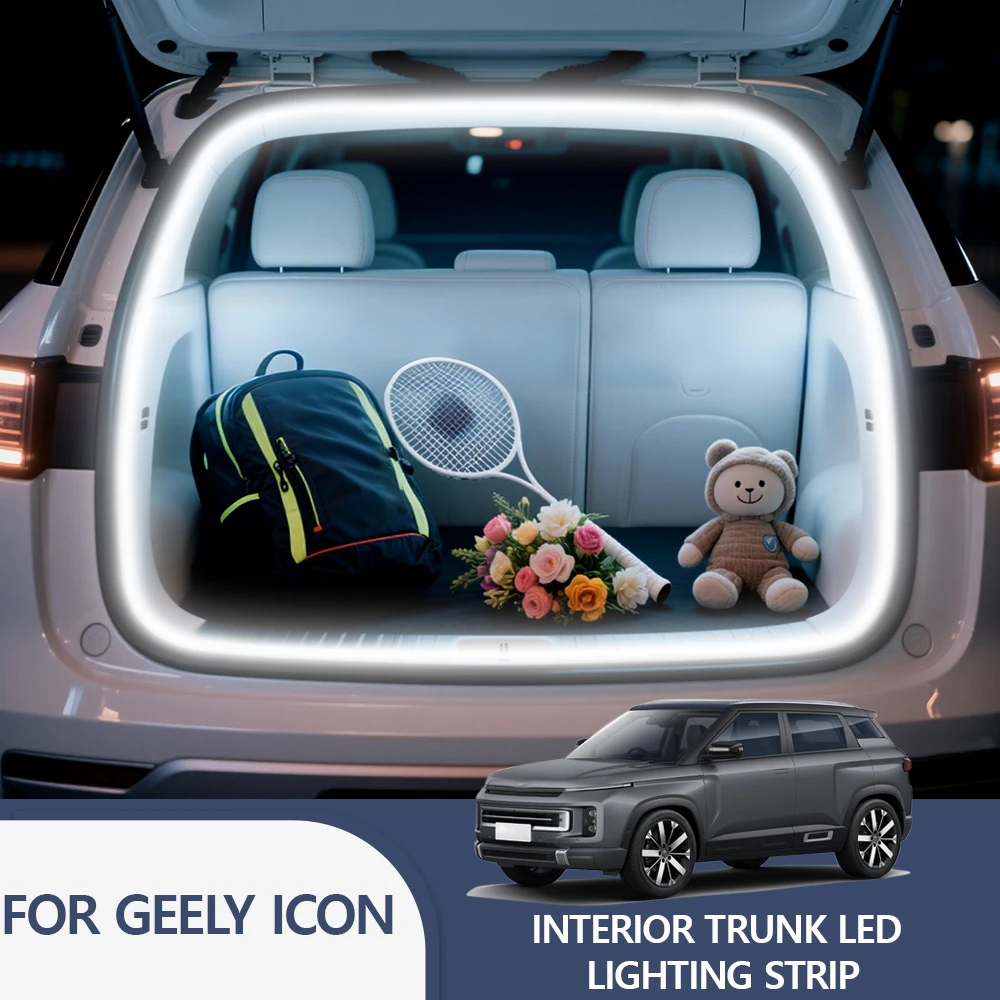 

FOR GEELY ICON trunk light modification light Atmosphere lights White warm white Rear Trunk LED Light Bar high brightness