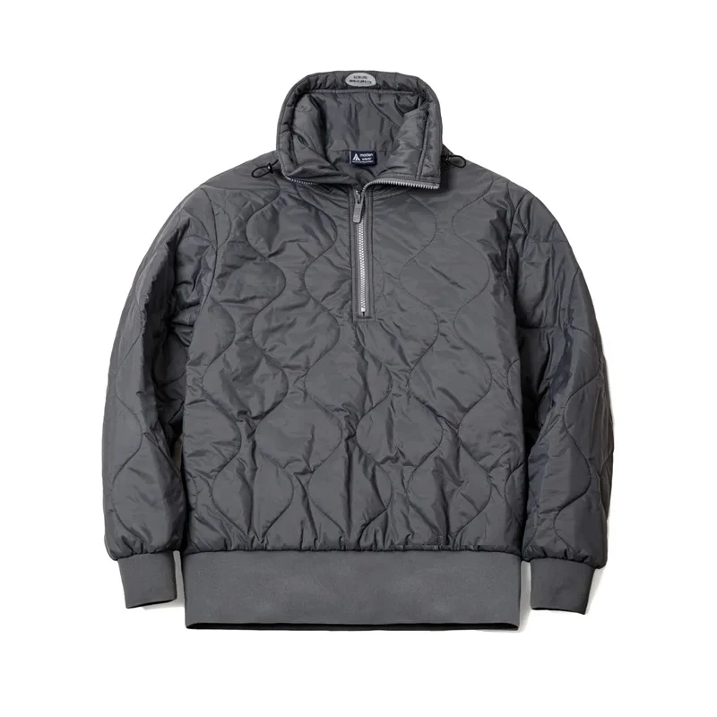 Maden Abrigo masculino con cremallera parcial acolchado Relleno de 3M Thinsulate Abrigo térmico grueso para invierno Cuello alto gris sudadera