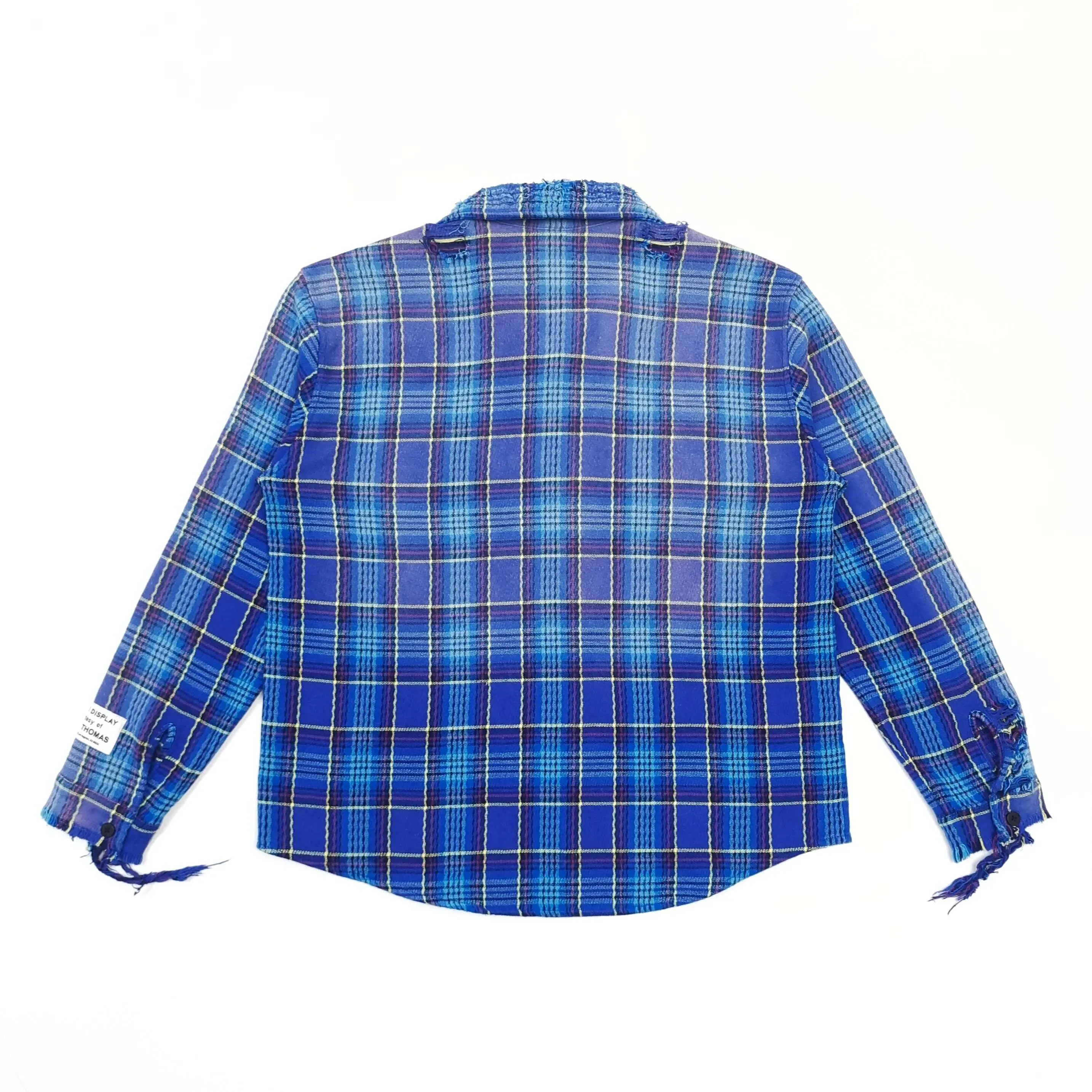 Gallery dept wash water old damage spray color blue plaid shirt