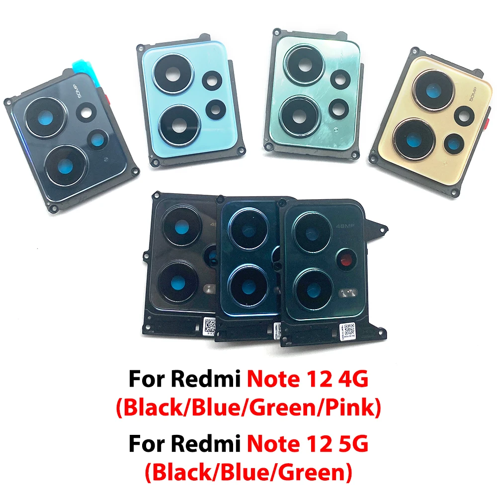 NEW Rear Camera Glass Lens Cover With Frame Holder with Sticker Replacement Parts For Xiaomi Redmi Note 12 13 Pro Plus 5G 4G