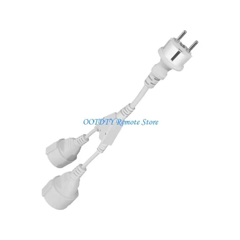 16A Current European Compliant 4.8MM Power Extension Cable Splitter 0.3Meters With Coppered Plugs Wiring