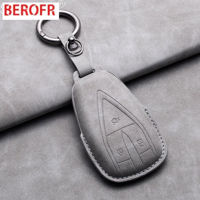 Leather Car Key Fob Case Cover For Changan CS35PLUS CS35 Plus CS55 PLUS CS75 PLUS Eado UNI-T UNI K Oushang X5 X7 EV 2019-2022