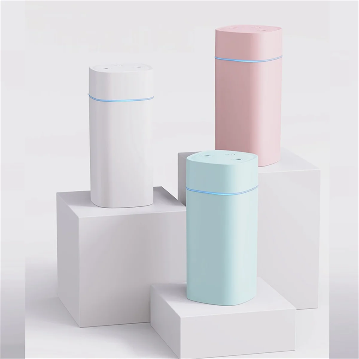 다채로운 야간 조명 소형 가습기, 더블 스프레이 에어 무화기, USB 무소음 가정용 가습기, 자동차 정화 에어 스프레이 핑크