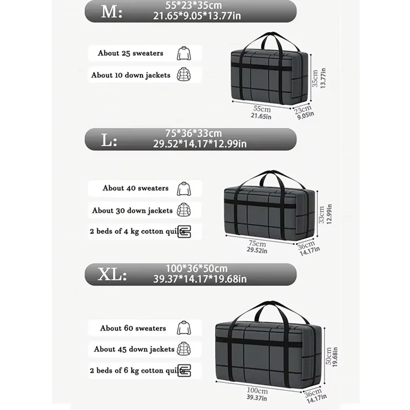1Pc New Large Capacity and Super Load-bearing Black Composite Material Storage Bag, Dustproof and Moisture-proof with Zipper image 6