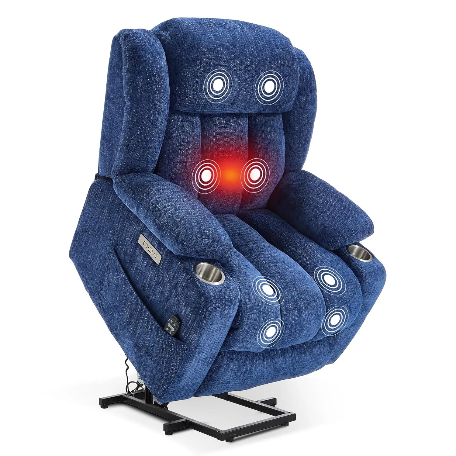 #Power Lift Recliner Chair for Elderly 350lbs Massage Heat Dual USB Cup Holders Electric Chenille, Customized