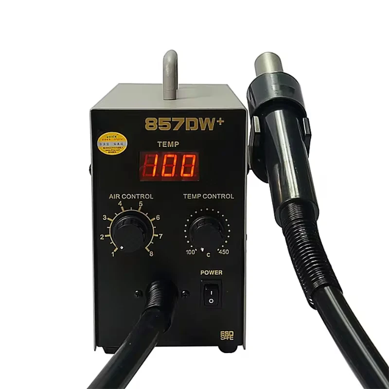 857DW Soldering Station Adjustable Hot Air Gun Pencil Grip Helical Wind 580W SMD Rework Station Heating Element Plastic